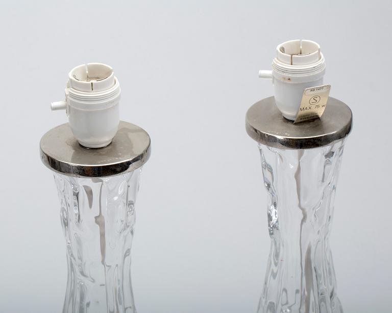 BORDSLAMPOR, ett par, glas, design Carl Fagerlund.
