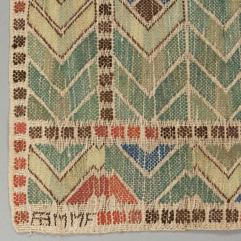 DRAPE. "Rågen". Flat weave. 228 x 120,5 cm. Signed AB MMF.