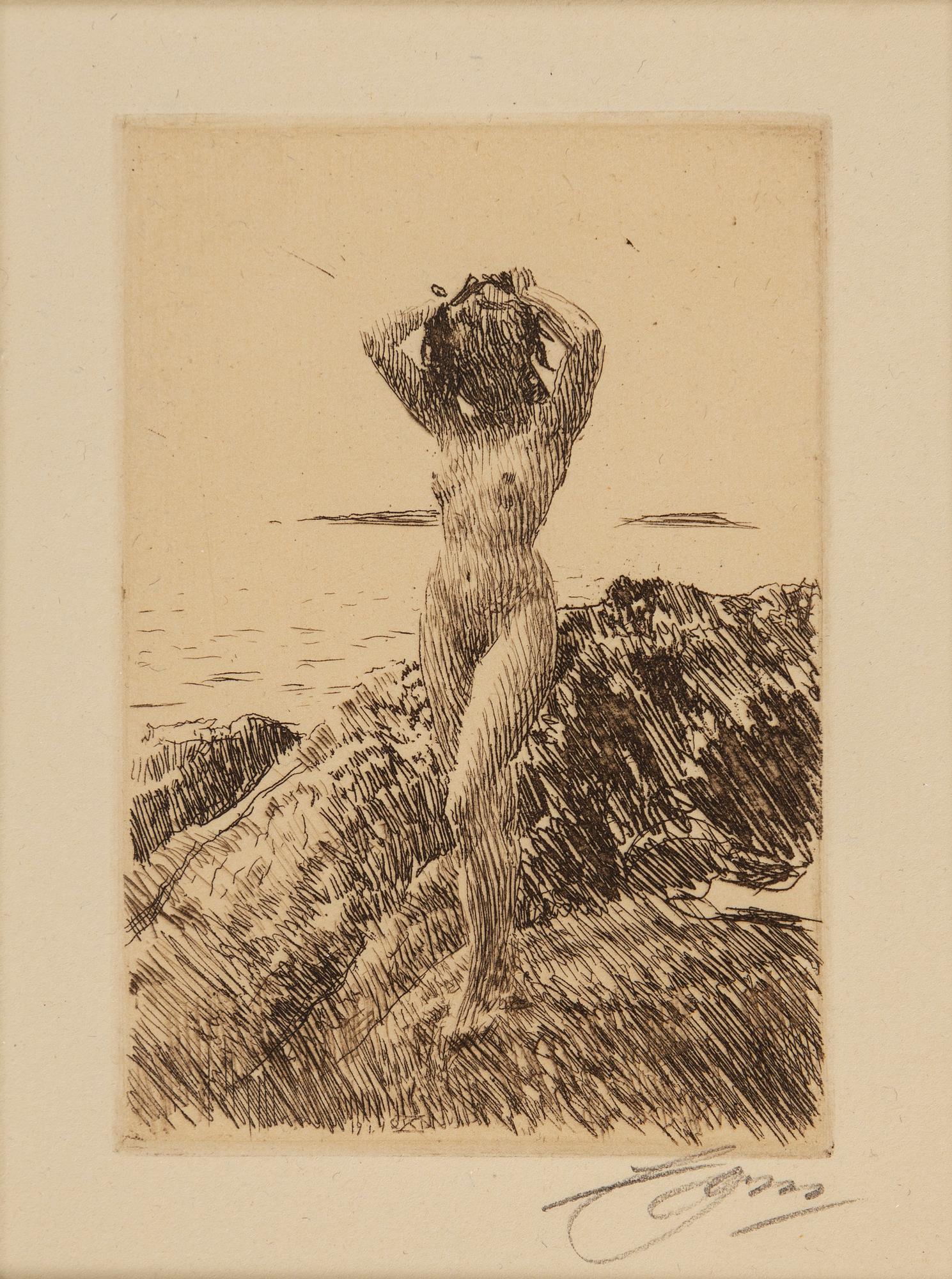 ANDERS ZORN, etsning, 1914, signerad med blyerts.