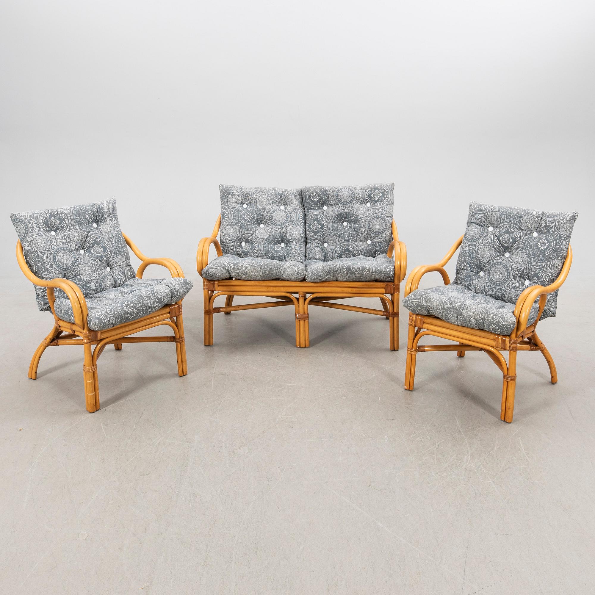 Möbelgrupp, 4 delar, rotting, 1900-talets senare del.