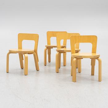 Alvar Aalto, children's chairs, 4 pcs, Artek, Finland.