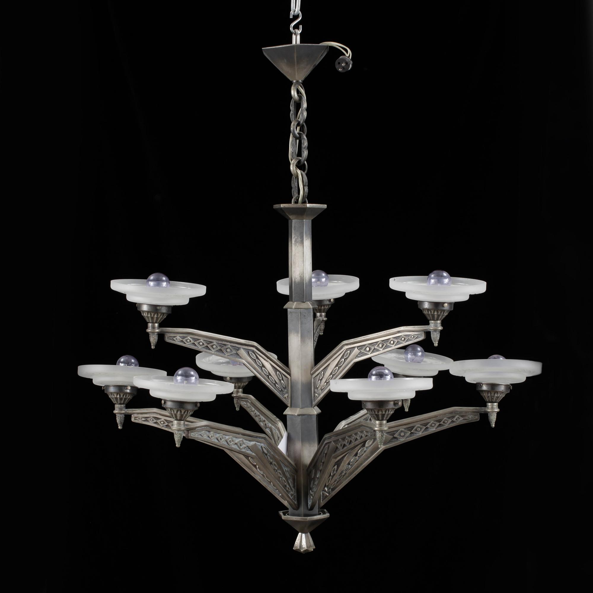 TAKLAMPA, metall, 1930-tal. Höjd ca 95 cm.