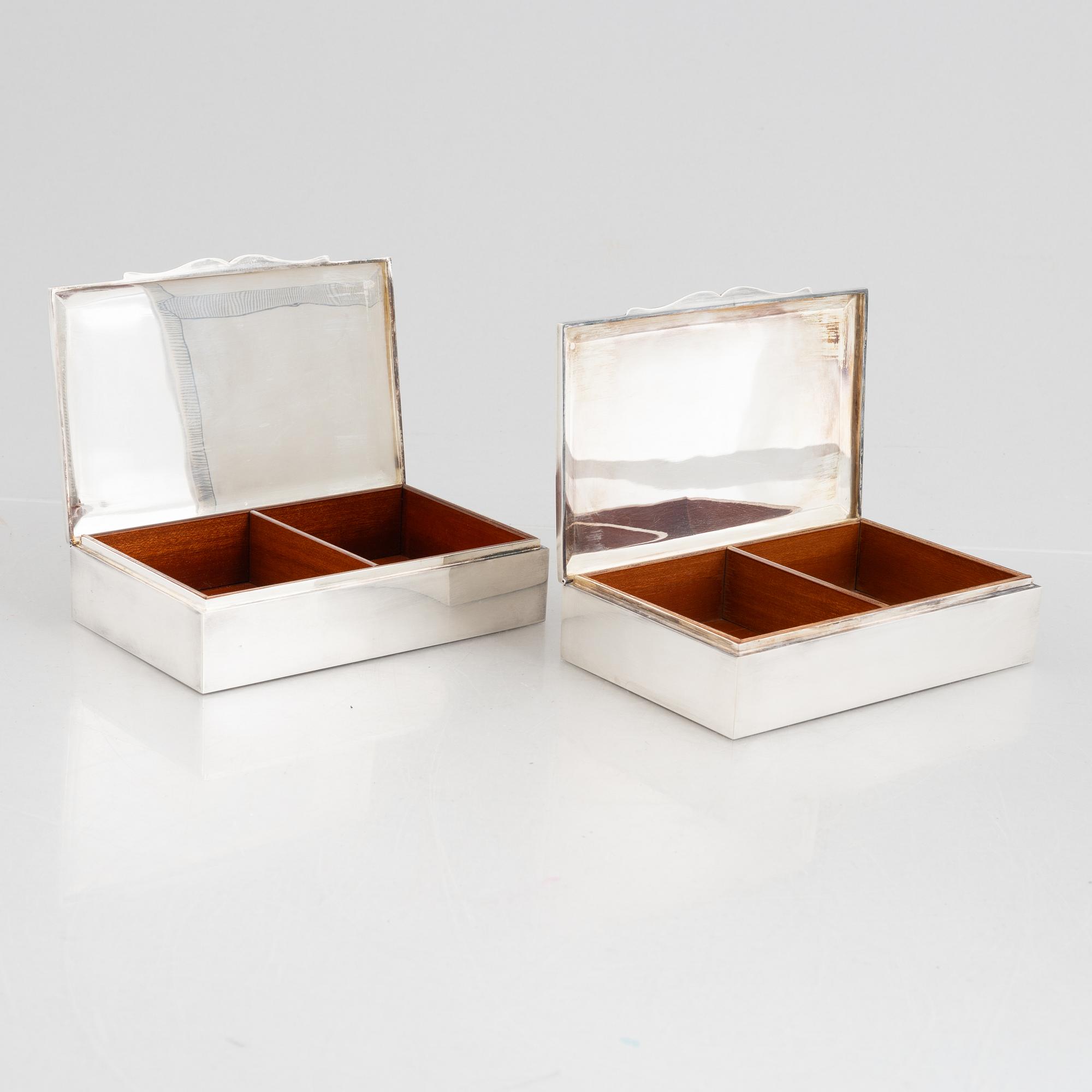 Two silver 830 cigarette cases, Swedish import marks, MEMA, circa mid-20th century.