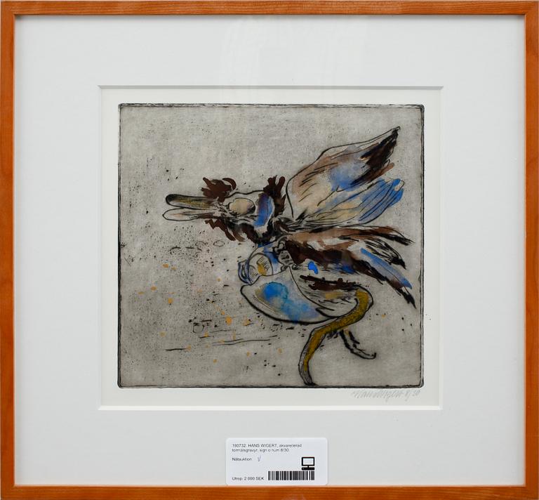 HANS WIGERT, akvarellerad torrnålsgravyr, sign o num 8/30.