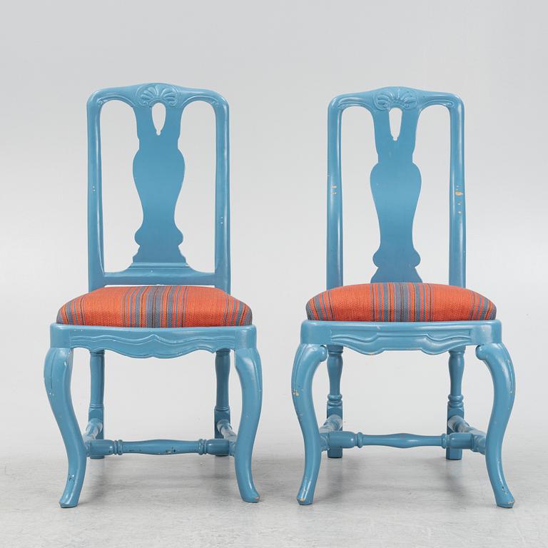 Five matched late Baroque chairs, 18th Century.