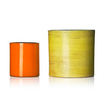 167. Georges Jouve, a set of two glazed ceramic "Cylindre" vases, France, 1950s.