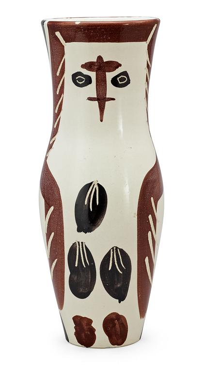 A Pablo Picasso 'Chouetton' faience vase, Madoura, Vallauris, France 1952.