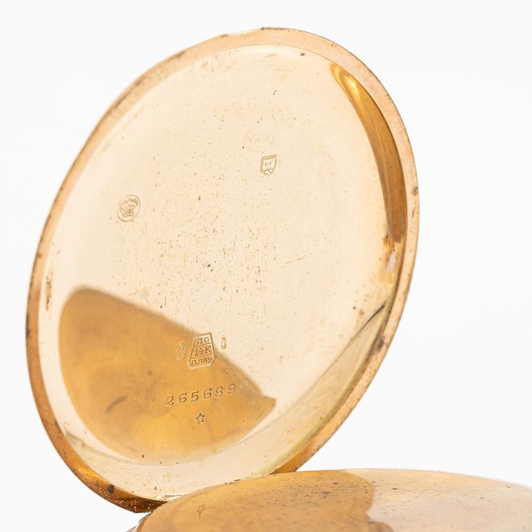 Pocket watch, 14K gold, hunter, 52.5 mm.