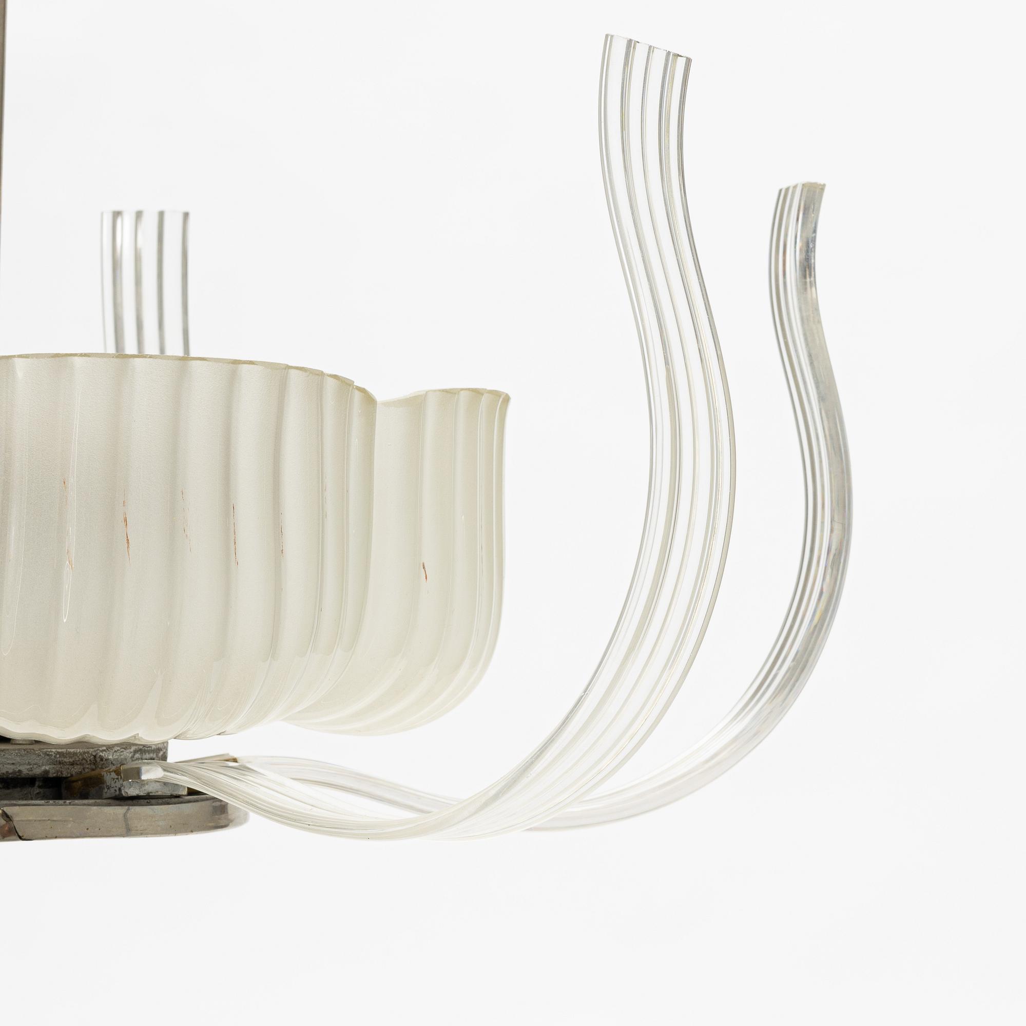 Sven Palmqvist, a ceiling lamp, Orrefors 1940's.