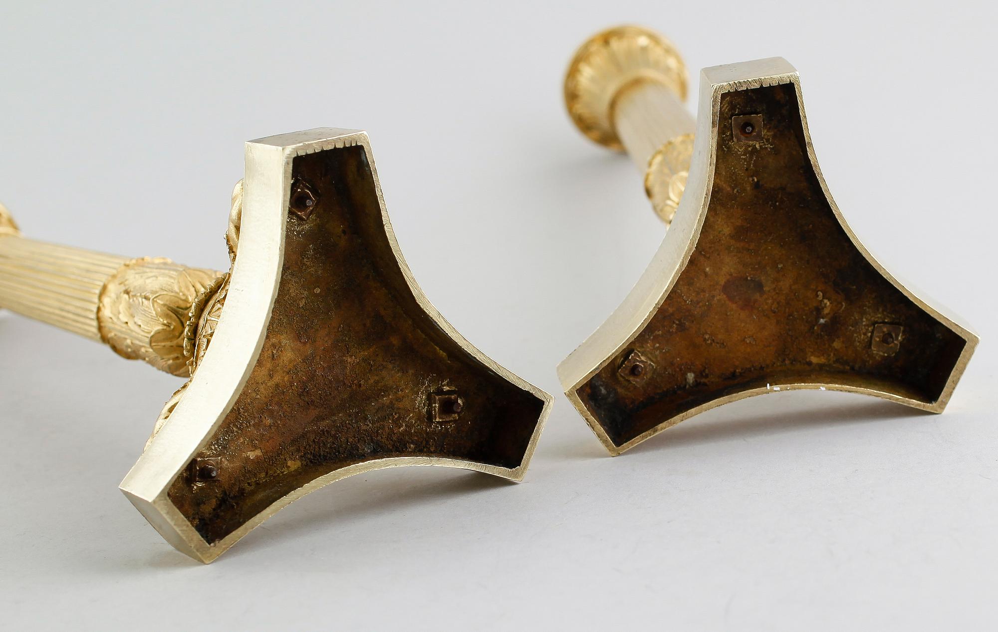 LJUSSTAKAR, ett par, senempire, 1800-talets första hälft.