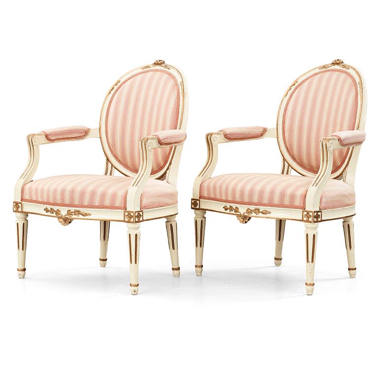 A pair of Gustavian armchairs.