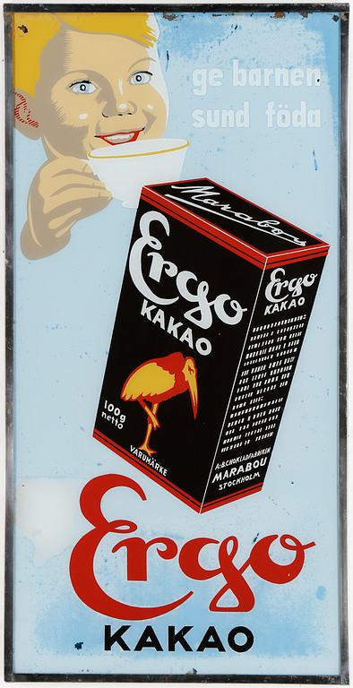 REKLAMSKYLT, tryck på glas, 1900-talets mitt.