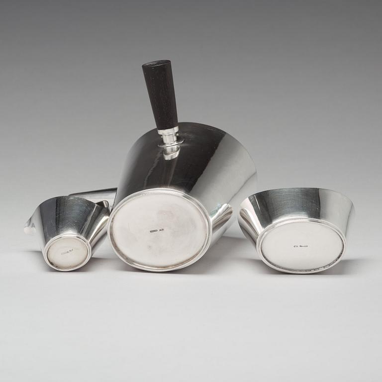 KARL WOJTECH, a three pcs coffee service, Stockholm 1930's.