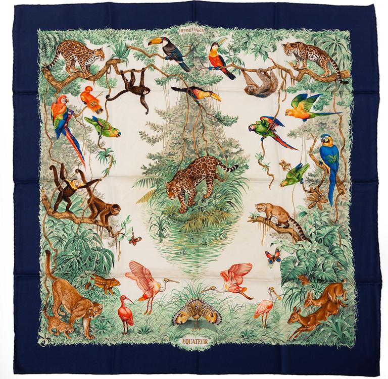 Hermès, an 'Equateur' silk scarf.