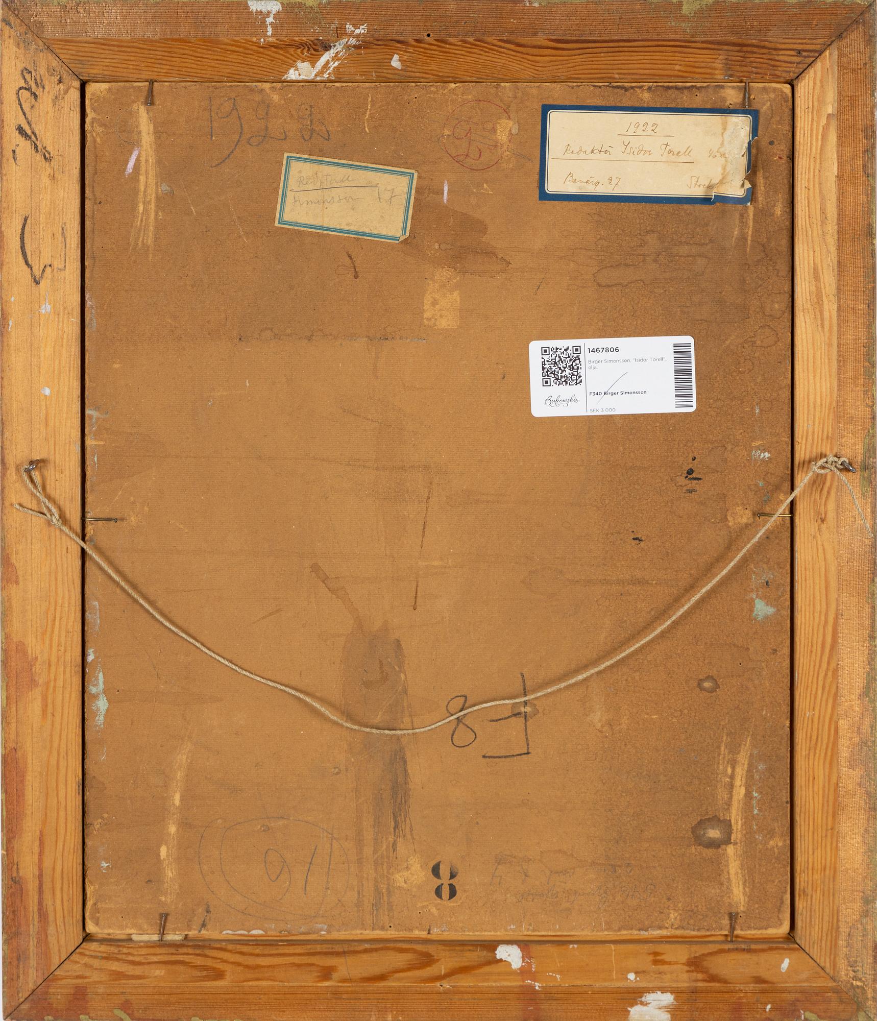 Birger Simonsson, olja på papp-pannå, signerad BS.