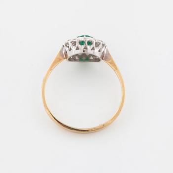 An emerald and single cut diamond ring with Swedish import mark.