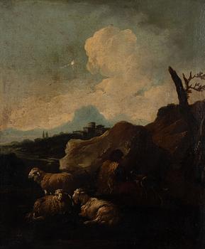 Philipp Peter Roos (Rosa di Tivoli), circle of, Philipp Peter Roos, Hans circle, Shepherd with livestock in the countryside.