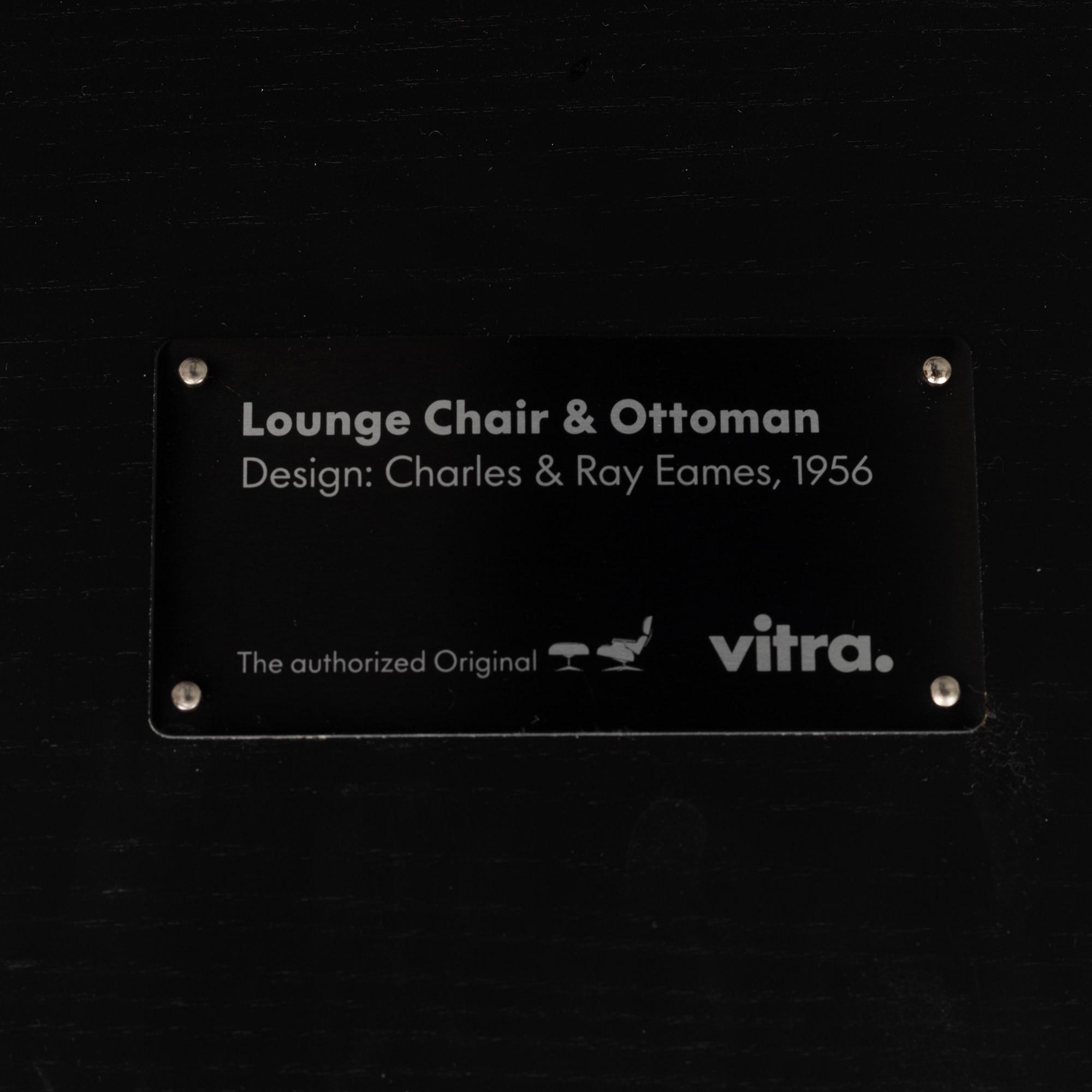 Charles & Ray Eames, an "Eames Lounge Chair" with ottoman, Vitra, 21st century.