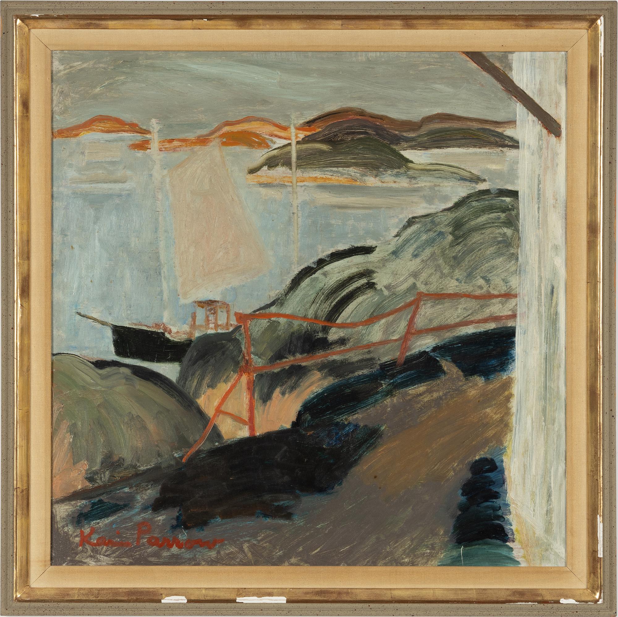 Karin Parrow, Kustbild med segelbåt.