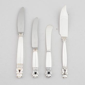 Georg Jensen, a set of 102 pieces of 'Konge/Acorn' sterling silver flatware, design Johan Rohde, Copenhagen.