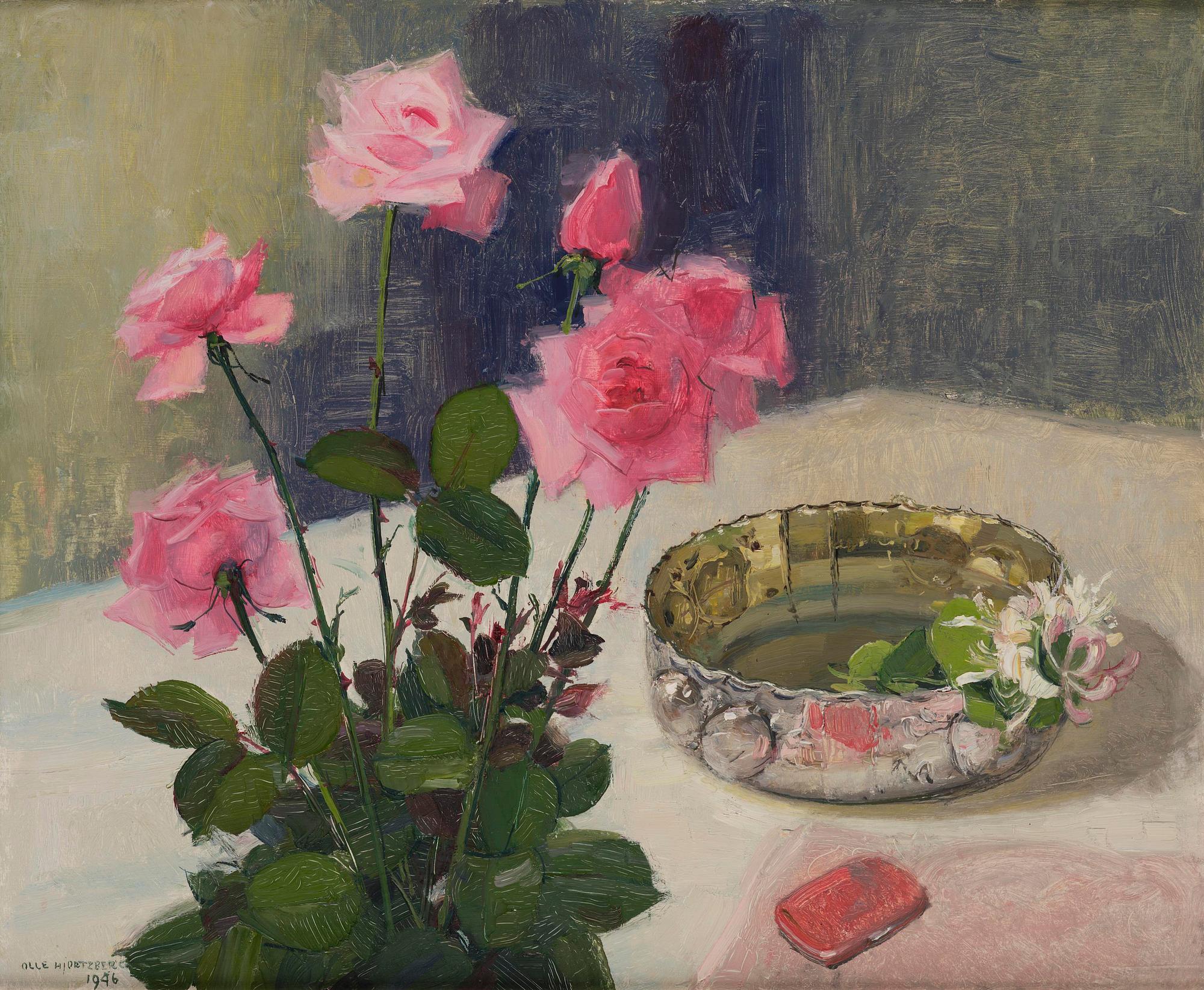 Olle Hjortzberg, Still life with roses.