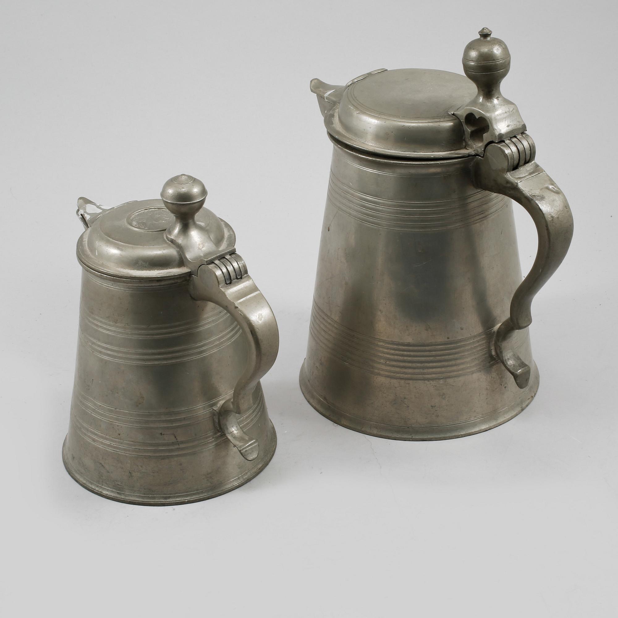 PARTI TENN, 6 delar, mestadels Sverige, 1700/1800-tal.