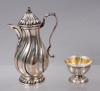 KANNA SAMT SALTKAR, silver, Tyskland/Holland. 1800-tal.