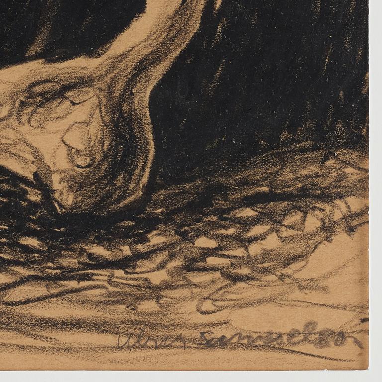 Ulrik Samuelson, chalk drawing, signed Ulrik Samuelson.