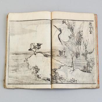 Six Japanese woodblock books with illustrations, 19th century.