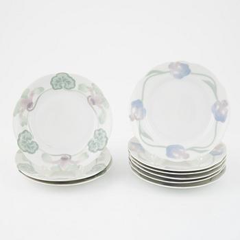 Alf Wallander, 6 + 3 small plates, Art Nouveau, early 20th century.