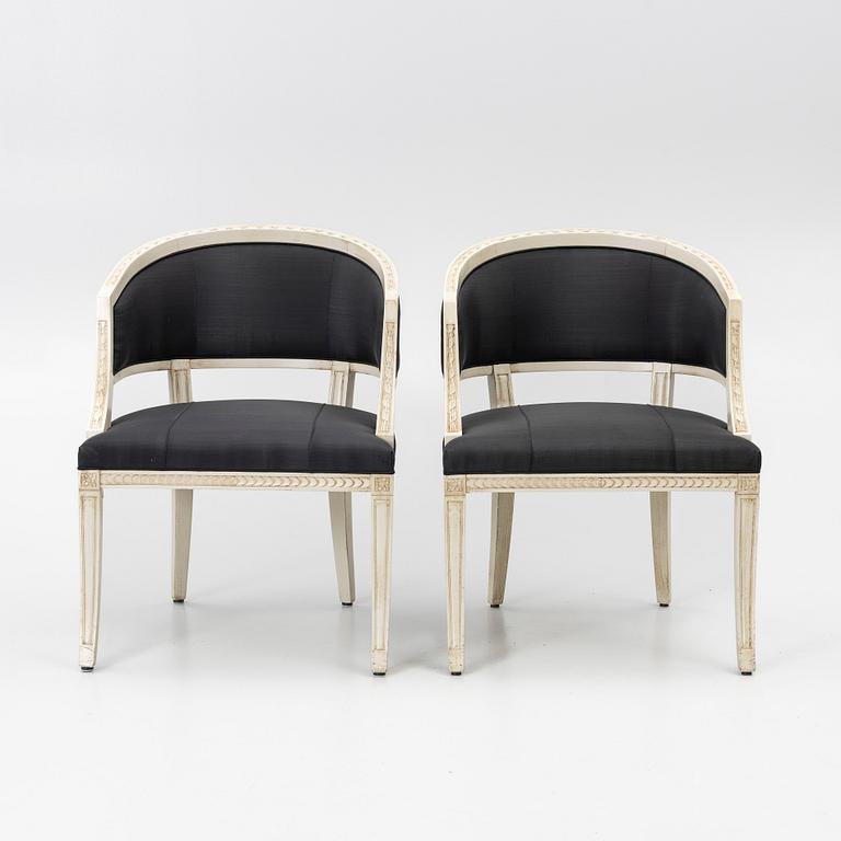 Karmstolar, ett par, sengustaviansk stil, 1900-talets andra hälft.