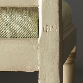 STOLAR, fyra stycken, av Johan Hammarström (mästare i Stockholm 1794-1812), sengustavianska.