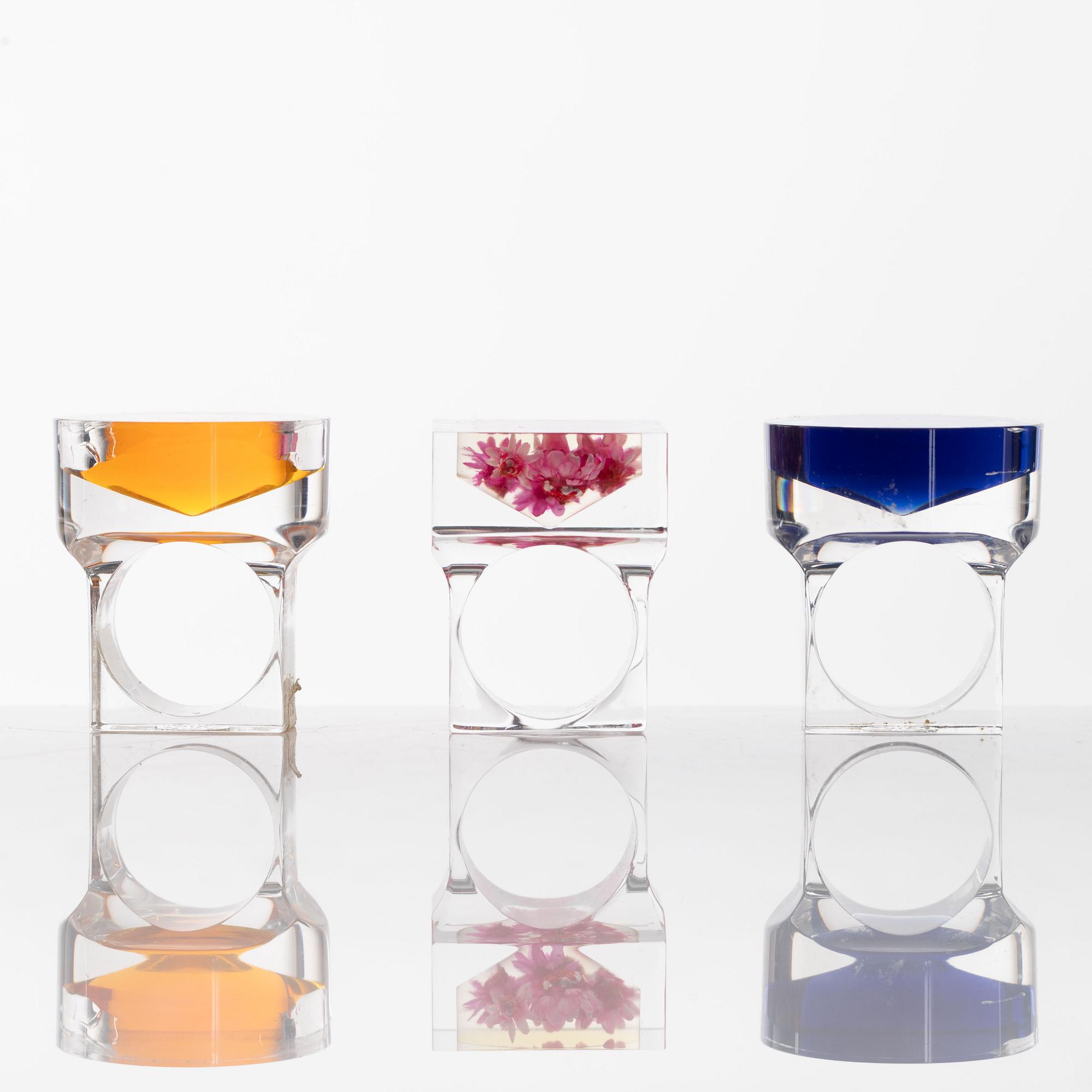 Siv Lagerström, three rings, acrylic plastic. 1970s.