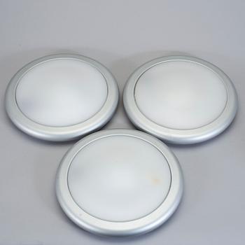 TAKLAMPOR, 3 st, FLOS, modell "Venus". Design: Ezio Didone. Etikettmärkt.