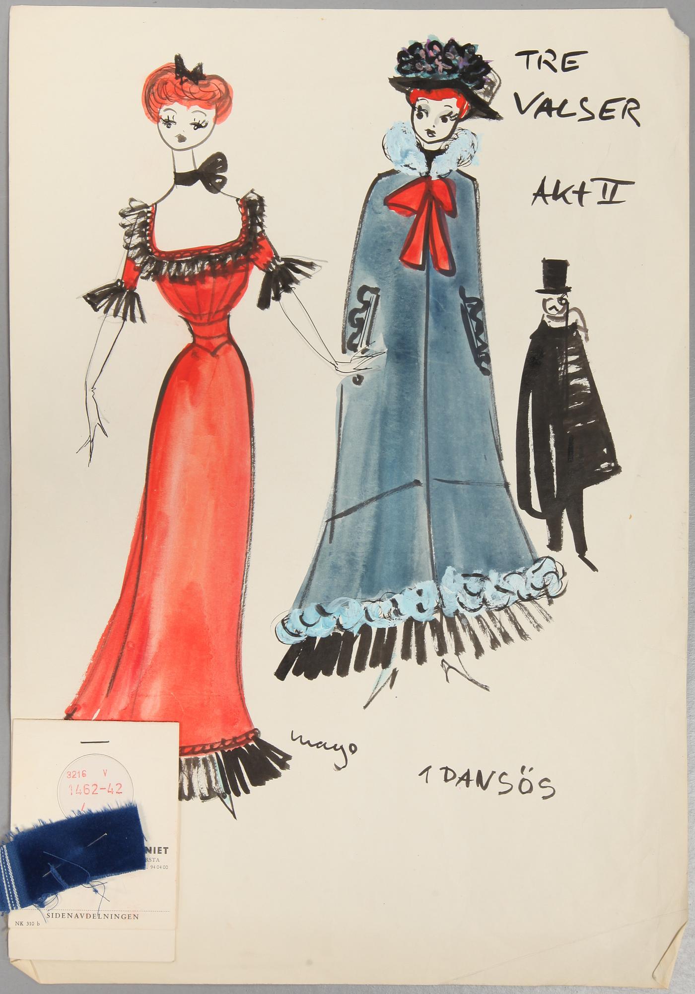 MAX GOLDSTEIN (MAGO), 12 st, kostymteckningar, signerade och daterade 1962.