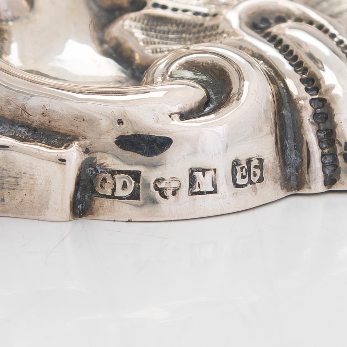 Gustaf Dahlgren, ljusstakar, ett par, silver, Malmö, 1883. Nyrokoko.