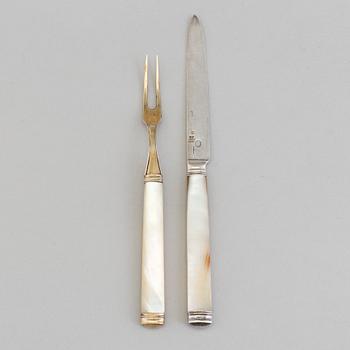 22 pieces silver and mother of pearl 1780s cuttlery, Stockholm and Paris.