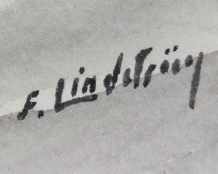 LINDSTRÖM, FRANS, akvareller, 3 st, sign.