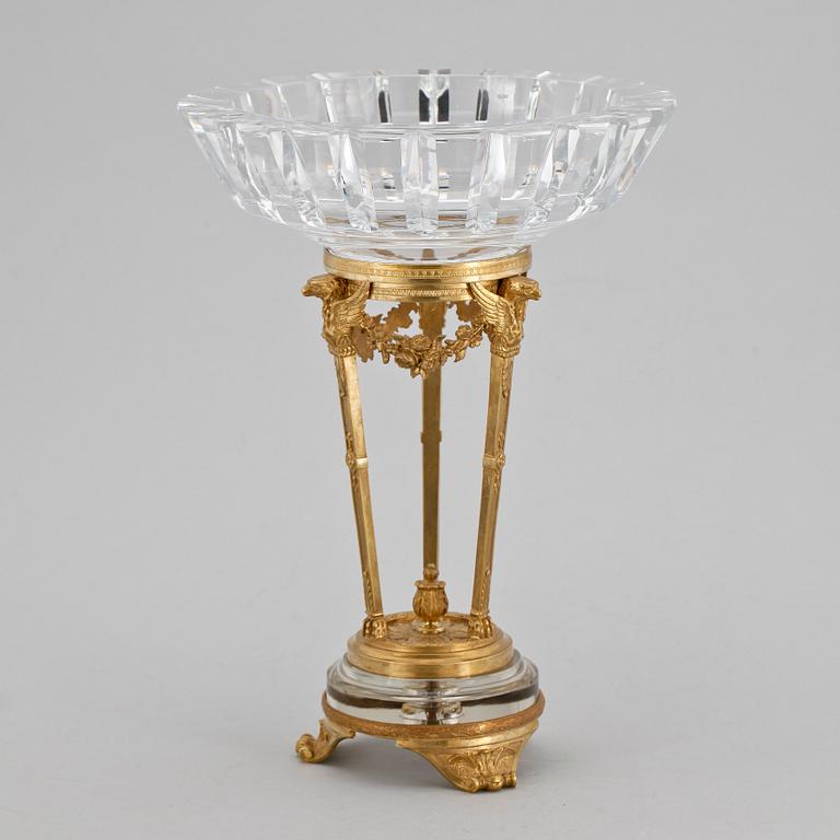 BORDSUPPSATS, glas och brons. Empirestil 1800/1900-tal.