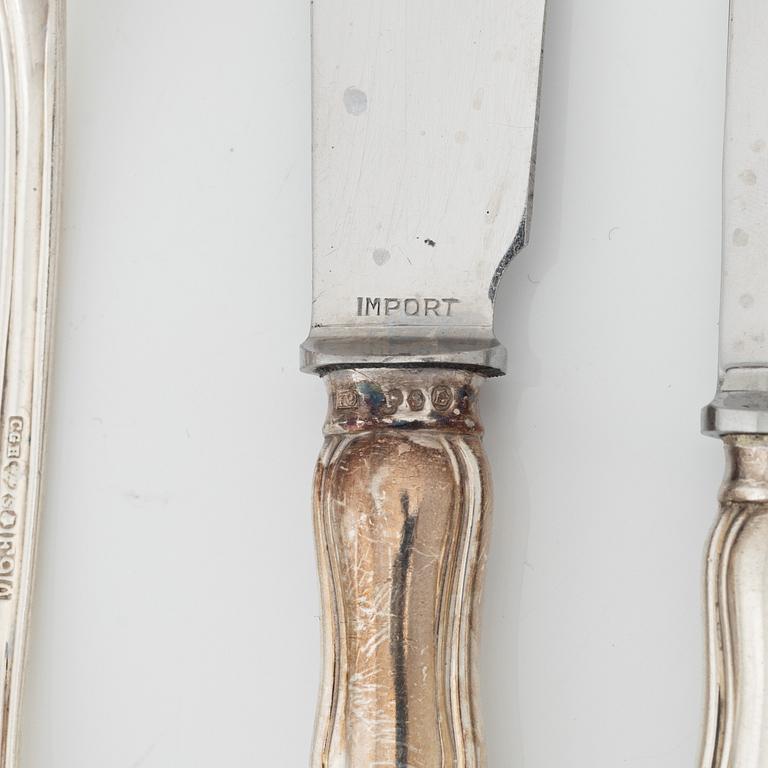 A 69 piece silver cutlery set, 'Hallbergs Chippendale', C.G.Hallberg, Stockholm, Sweden, 1950-60.