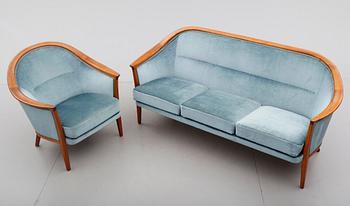 SOFFA SAMT FÅTÖLJ, Bodafors, Bertil Fridhagen, 1960-tal.