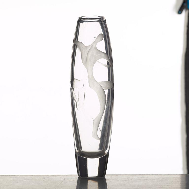 Vicke Lindstrand, an engraved glass vase, Kosta, Sweden 1950's.