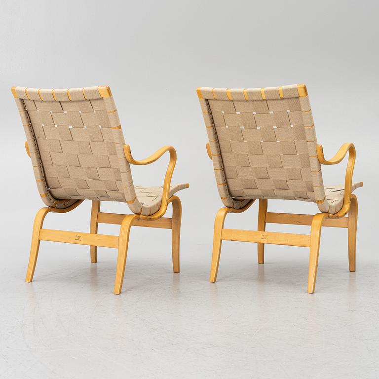 Bruno Mathsson, Armchairs, a pair, “Eva”, Firma Karl Mathsson, Värnamo, 1964.