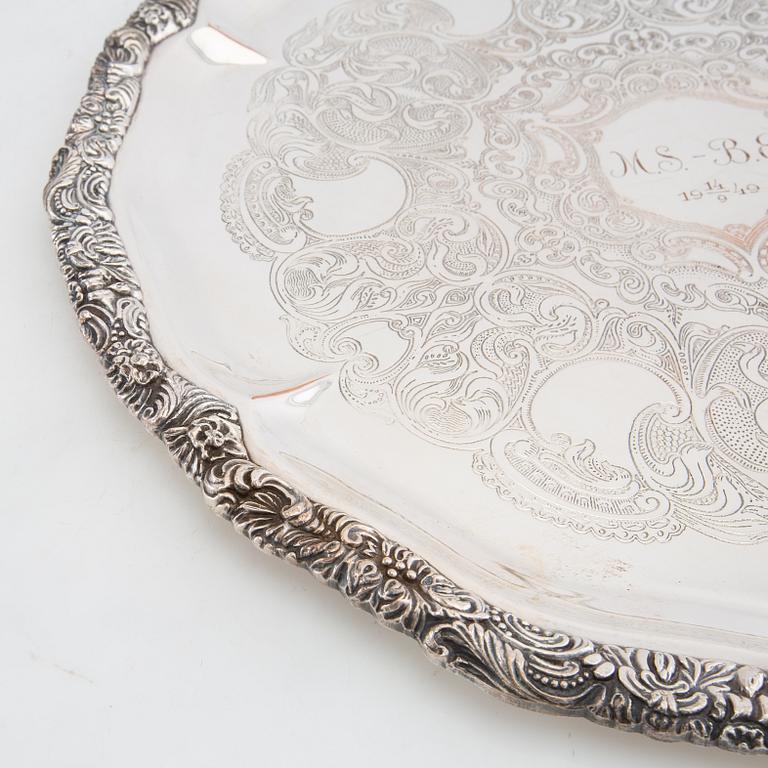 Trays 3 pcs, including England, silver-plated, first half of the 20th century.