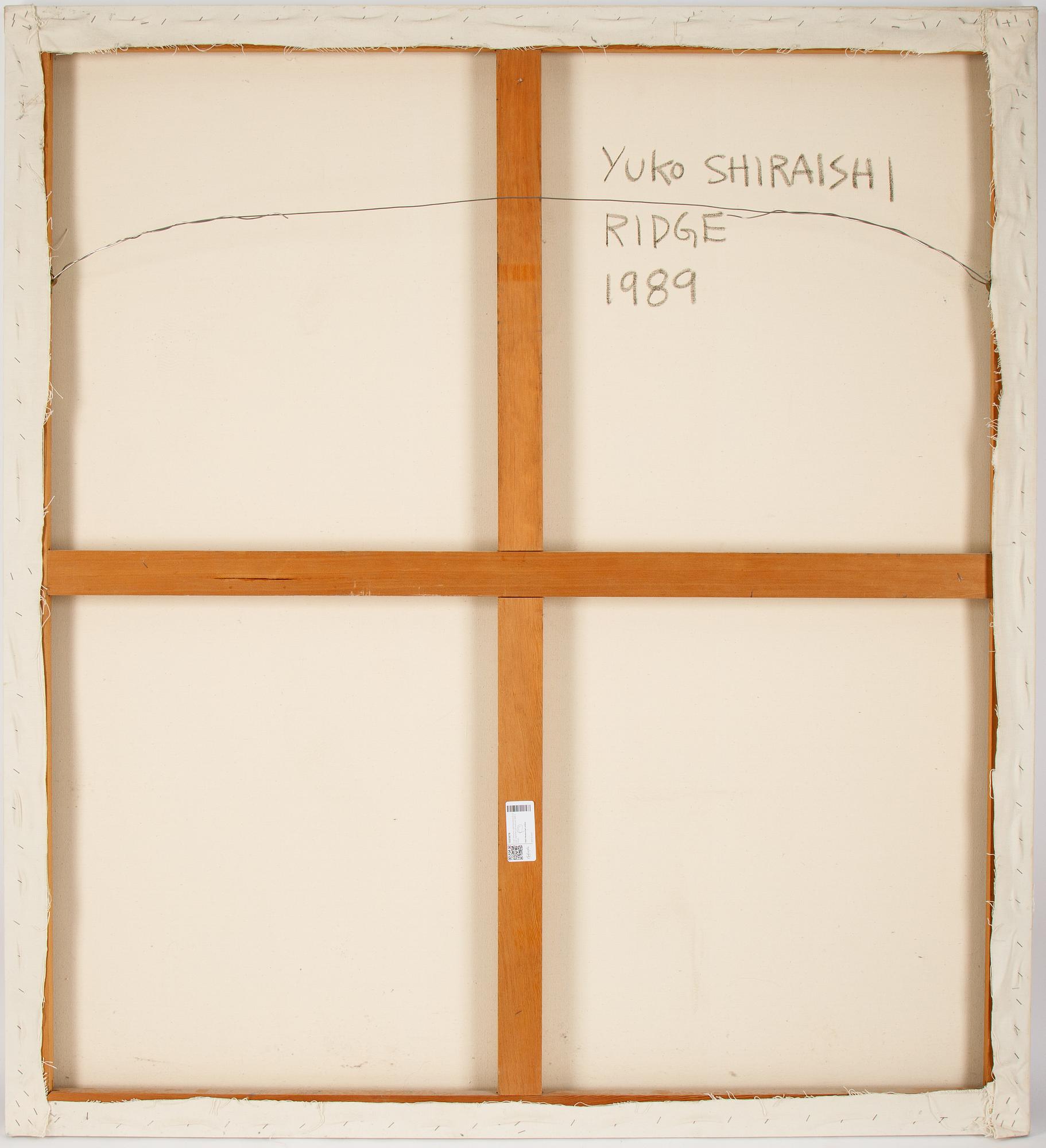 Yuko Shiraishi, oil/mixed media on canvas, signed and dated 1989 verso.