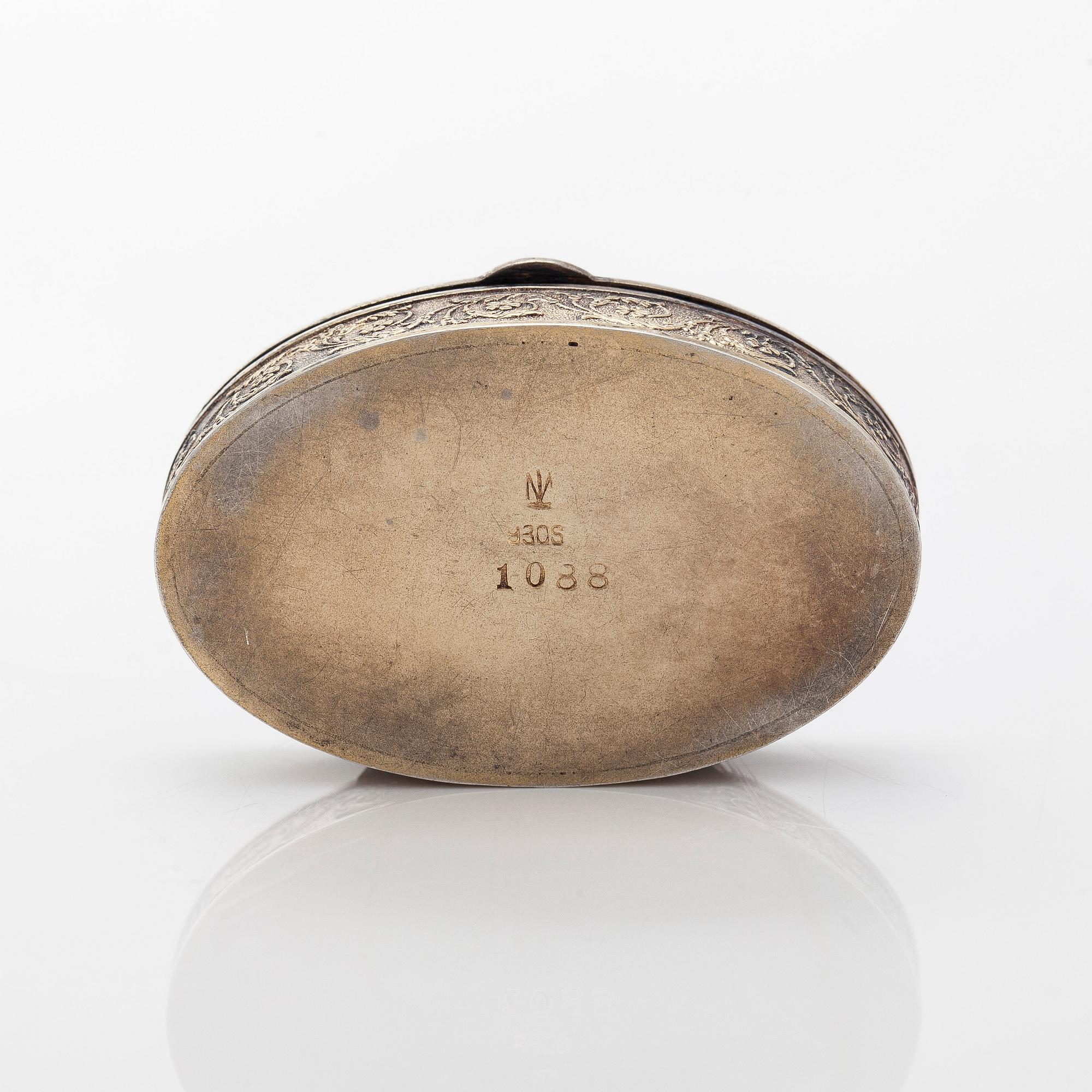 A gilded silver and enamel box, Marius Hammer, Norway, and a pendant in silver and enamel.
