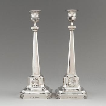 A pair of Swedish 18th century silver candlesticks, mark of Pehr Zethelius, Stockholm 1799.