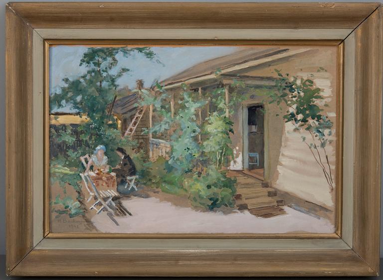 Hugo Backmansson, KAFFESTUND I TRÄDGÅRDEN.