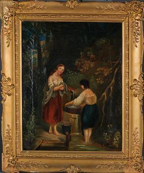 OKÄND KONSTNÄR, olja på duk, otydligt signerad, 1800-tal.