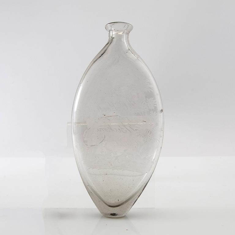 Flaska/Plunta daterad 1819 glas.